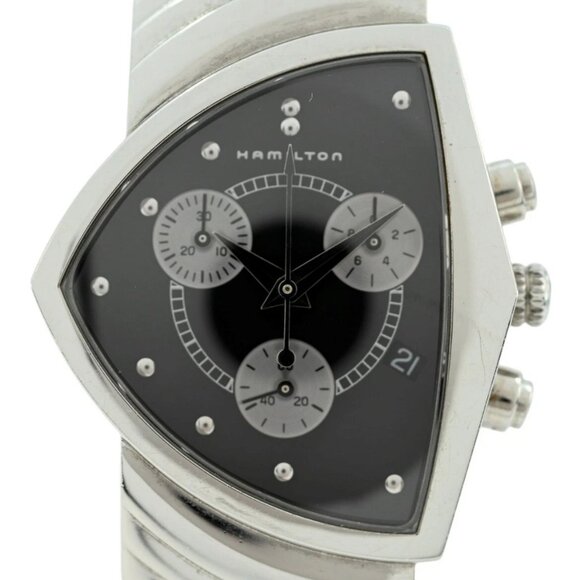 Hamilton 32.5mm Men's Ventura Swiss Chronograph Black Dial Watch B+P! Ref: 6345! - Picture 1 of 10